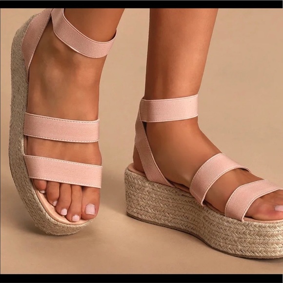 🔥HP🔥NWT LULU’S Rayney Nude Espadrille Sandals - Picture 3 of 7